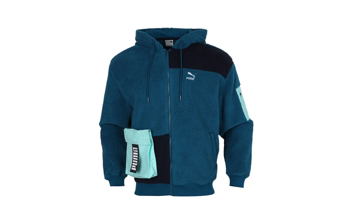 PUMA Retro Block Sherpa Coat Men's Digital Blue Color