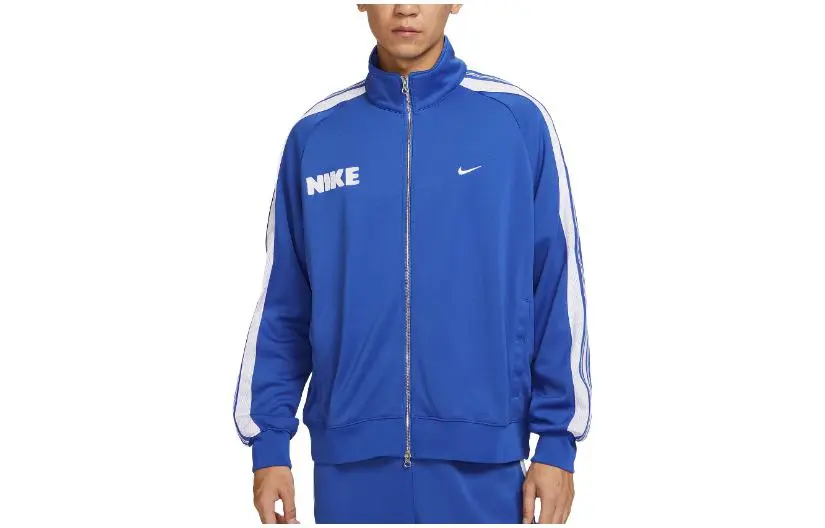 Nike Jackets Men's Blue Stand Collar Moderate Straight Fit