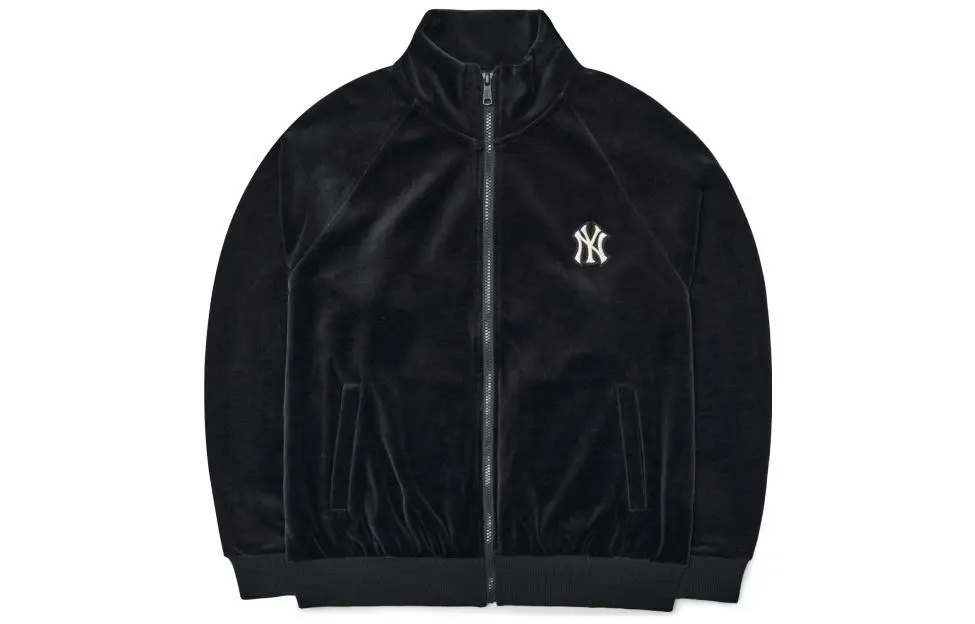 MLB Velvet Jackets Unisex Black Stand Collar Moderate