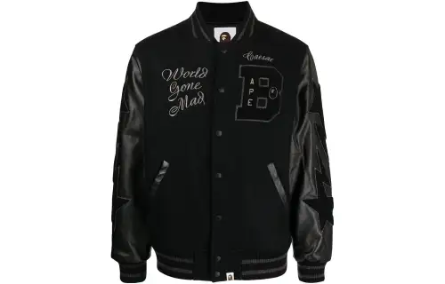 A BATHING APE Baseball Collar Jacket Men's Black