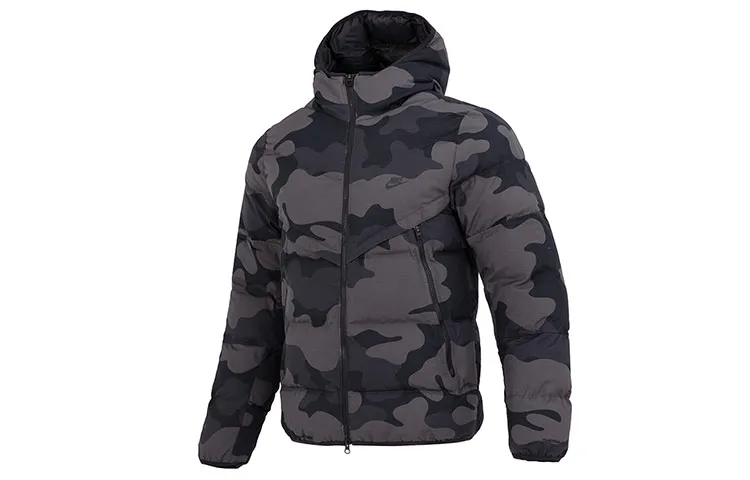 Nike Puffer Jackets Men's Black Hooded (Non-detachable) Moderate