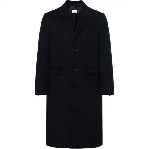 Burberry Coats Men's Black Suit Collar Moderate Straight Fit