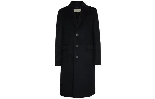 Burberry Coats Men's Black Suit Collar Moderate