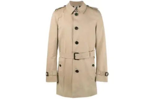 Burberry Coats Men's Khaki Stand Collar Moderate Straight Fit