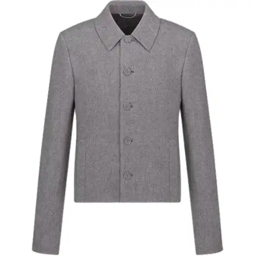 DIOR Coats Men's Gray Moderate Straight Fit