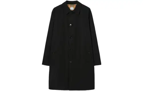 Burberry Coats Men's Black Lapel Moderate Straight Fit