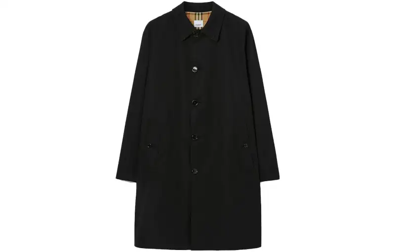 Burberry Coats Men's Black Lapel Moderate Straight Fit