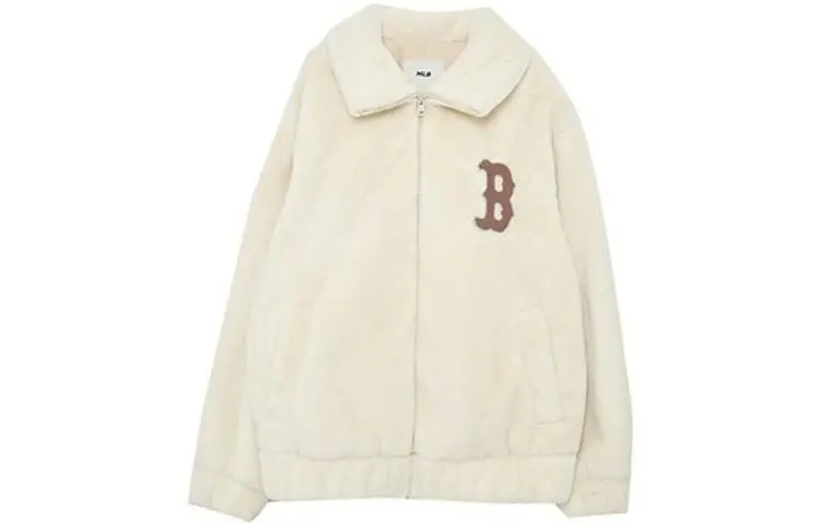 MLB Velvet Jackets Unisex Light Beige Lapel Moderate