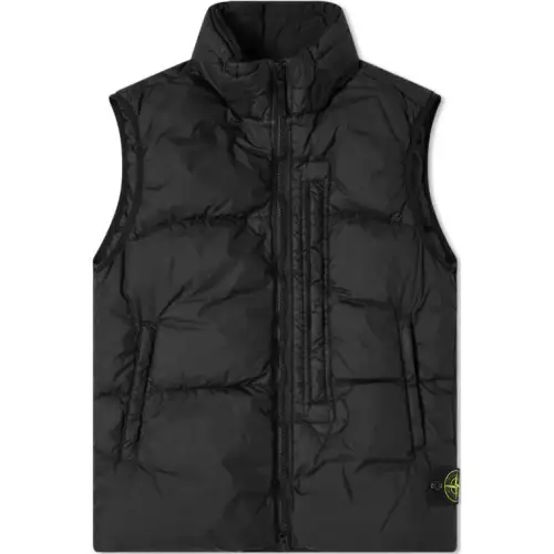 STONE ISLAND Vests Unisex Black Stand Collar Moderate Other