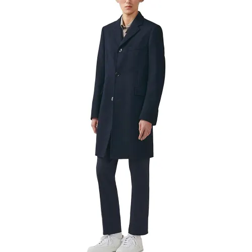 HERMES Coats Men's Dark Blue Lapel Moderate