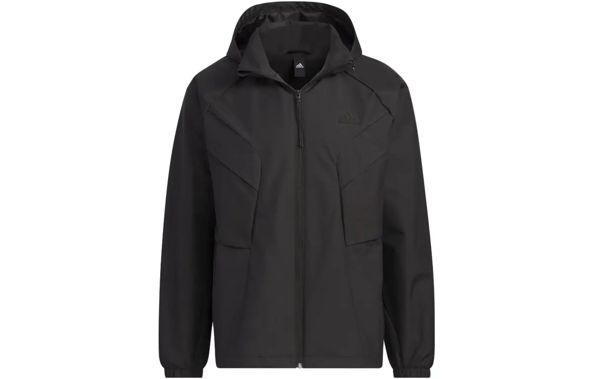 Adidas Jackets Men's Black Hooded (Non-detachable) Moderate Straight Fit