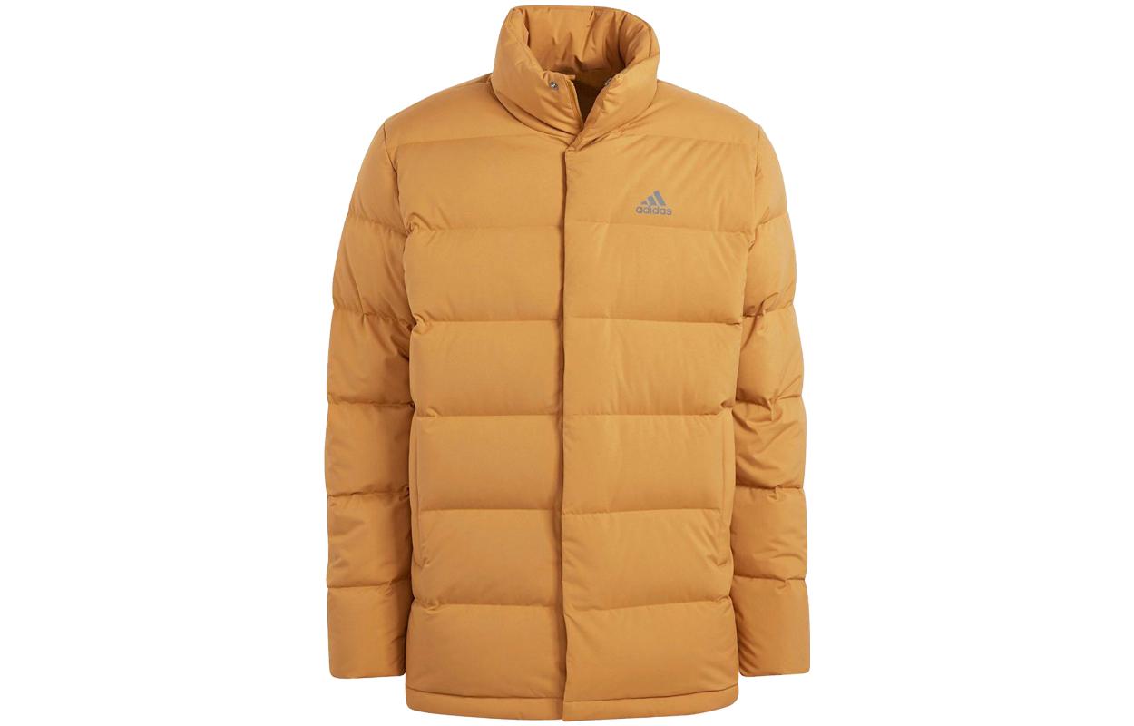 Adidas Helionic Down Jackets Men's Wheat Brown Stand Collar Moderate