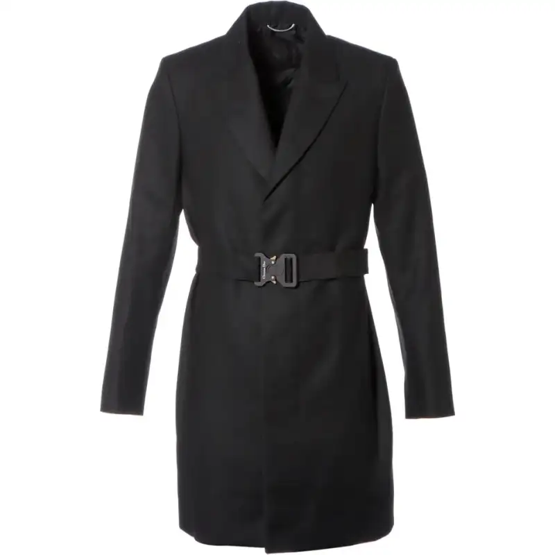 DIOR Coats Men's Black Lapel Moderate Straight Fit