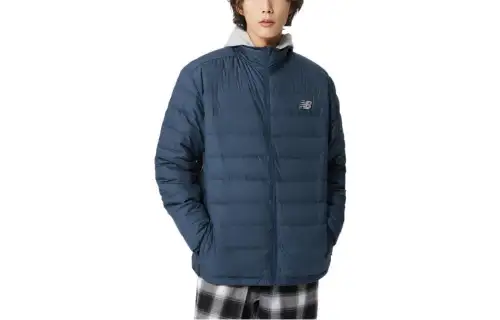 New Balance Down Jackets Men's Navy Blue Hooded Thickened Other