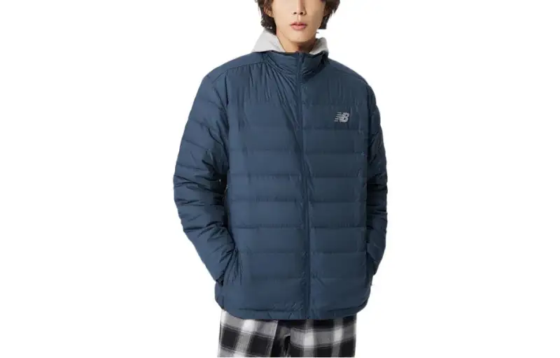 New Balance Down Jackets Men's Navy Blue Hooded Thickened Other