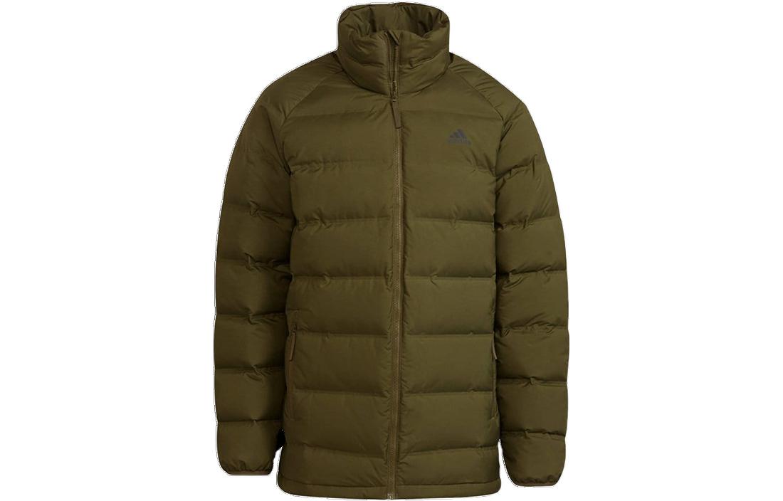Adidas Down Jackets Men's Army Green Stand Collar Lightweight Other