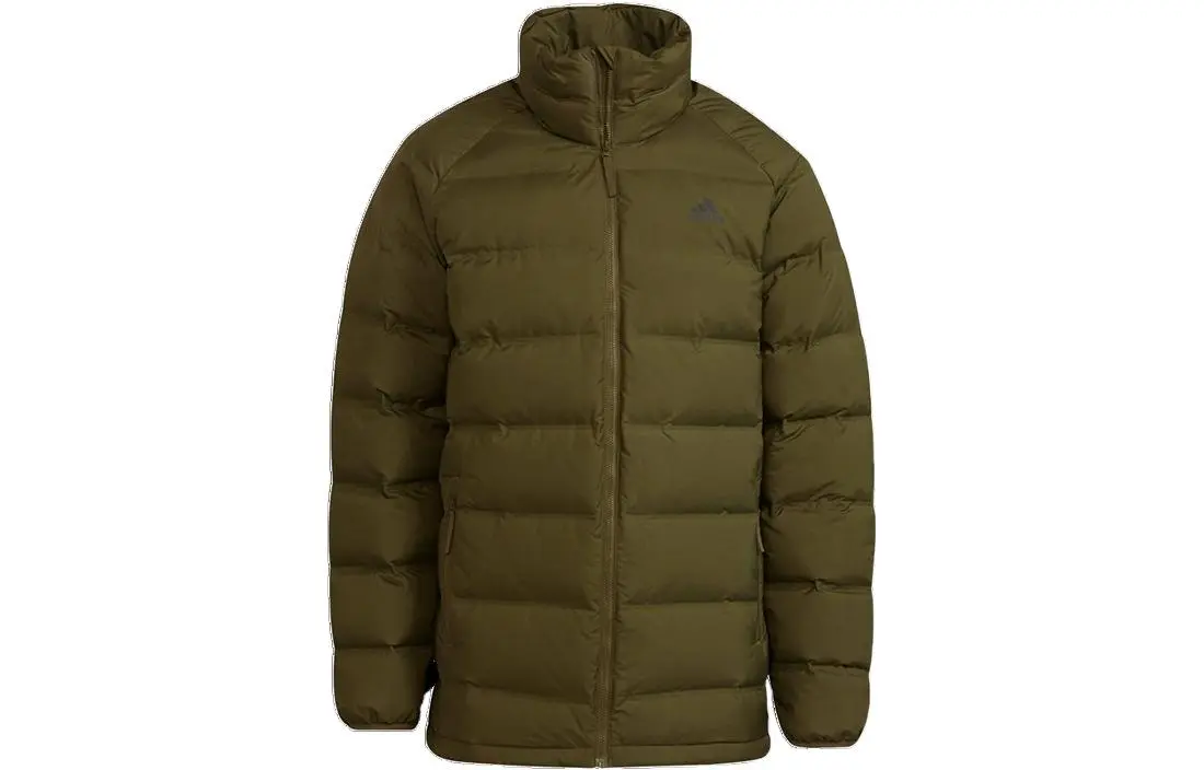 Adidas Down Jackets Men's Army Green Stand Collar Lightweight Other