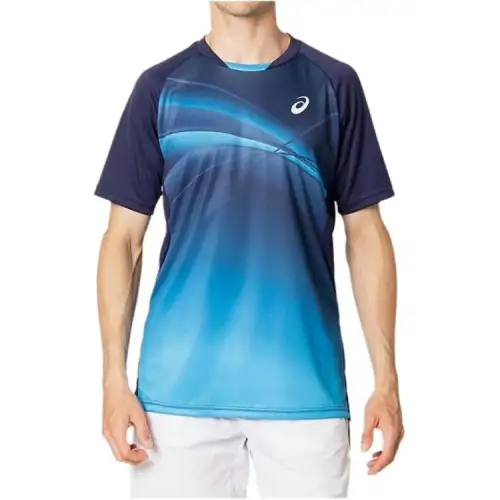 ASICS T Shirts Men's Dark Blue Crew Neck