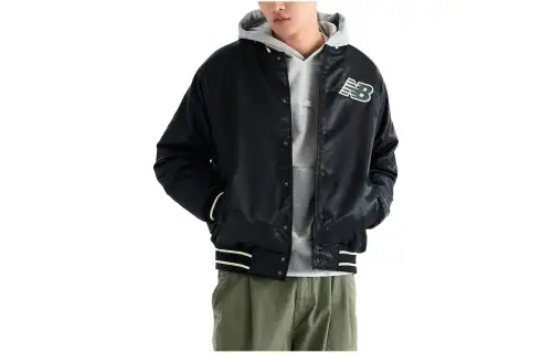 New Balance Athletics Varsity Jackets Men's Black Baseball Collar Moderate Other
