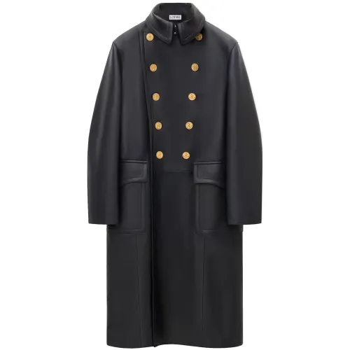 LOEWE Coats Unisex Marine Blue Lapel Moderate Straight Fit