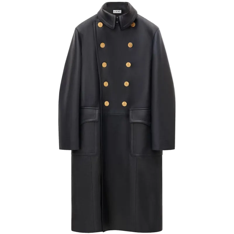 LOEWE Coats Unisex Marine Blue Lapel Moderate Straight Fit