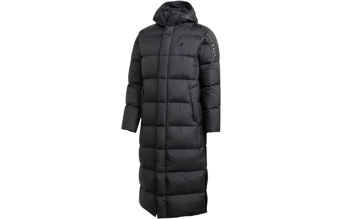 Adidas Down Jackets Men's Black Hooded Moderate Parka Down Jacket