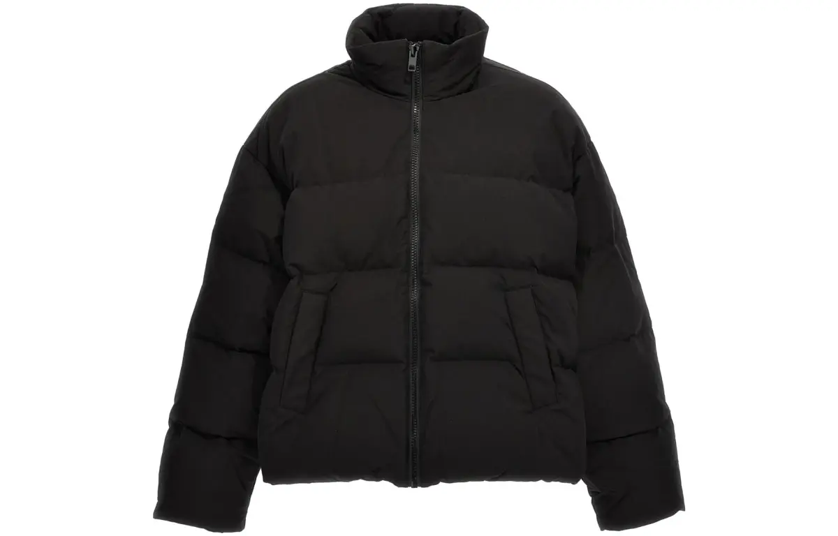 DIESEL Down Jackets Men's Black Stand Collar Moderate Straight Fit