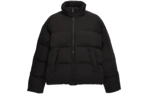 DIESEL Down Jackets Men's Black Stand Collar Moderate Straight Fit