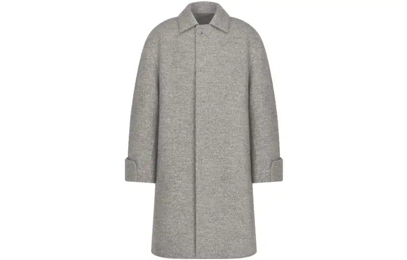DIOR Coats Men's Gray Lapel Moderate Straight Fit