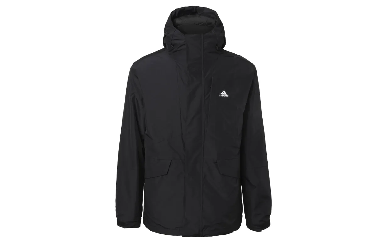 Adidas Down Jackets Men's Black Hooded Moderate