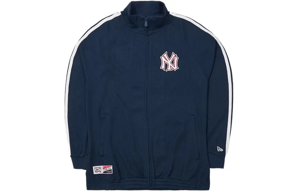 New Era MLB Preppy Jackets Men's Navy Blue Stand Collar Moderate Straight Fit
