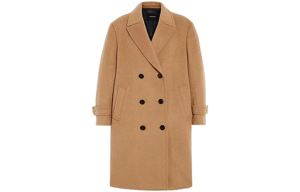 COACH Coats Unisex Khaki Lapel Moderate Nipped-in Waist