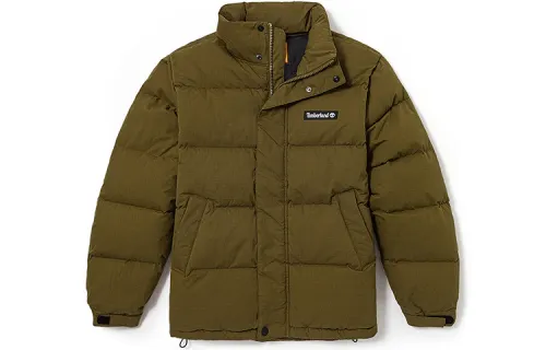 Timberland Down Jackets Men's Dark Olive Green Stand Collar Thickened