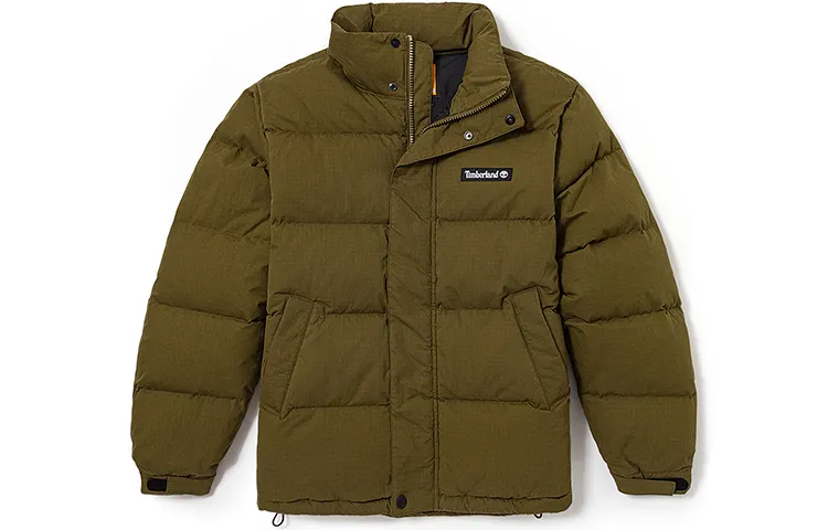 Timberland Down Jackets Men's Dark Olive Green Stand Collar Thickened