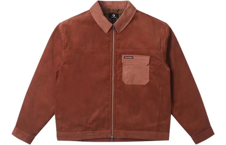Converse Jackets Men's Brown Lapel Thickened Straight Fit