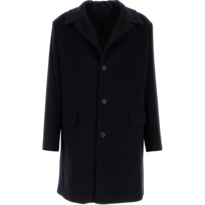 PRADA Coats Men's Marine Blue Hooded Moderate Straight Fit