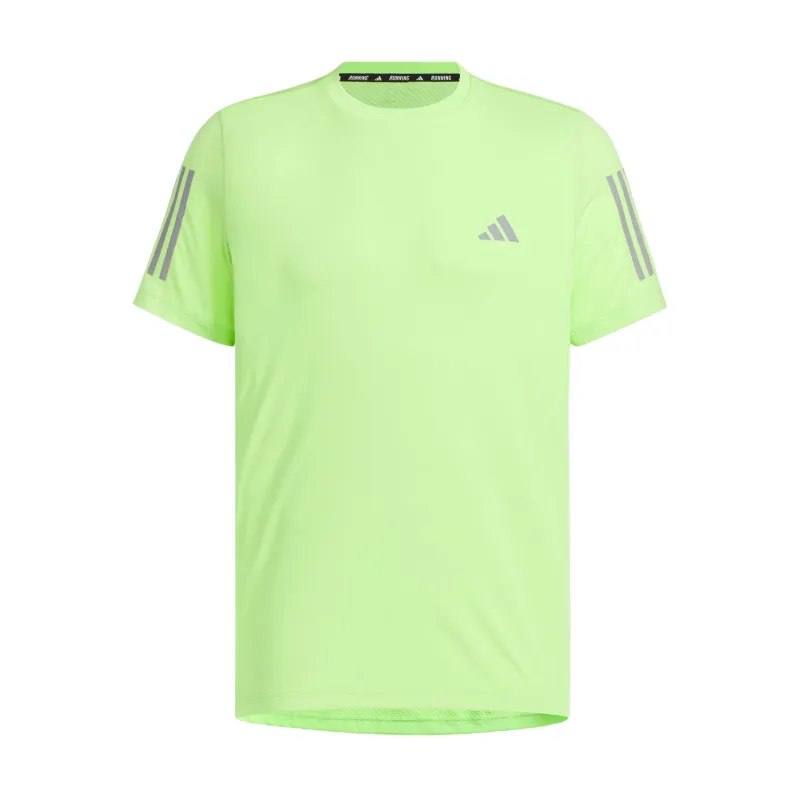 Adidas Own The Run T Shirt Men's Pulse Sour Orange Green/Dark Silver Gray