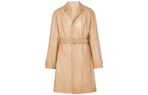PRADA Coats Men's Sand Beige Yellow Lapel Moderate
