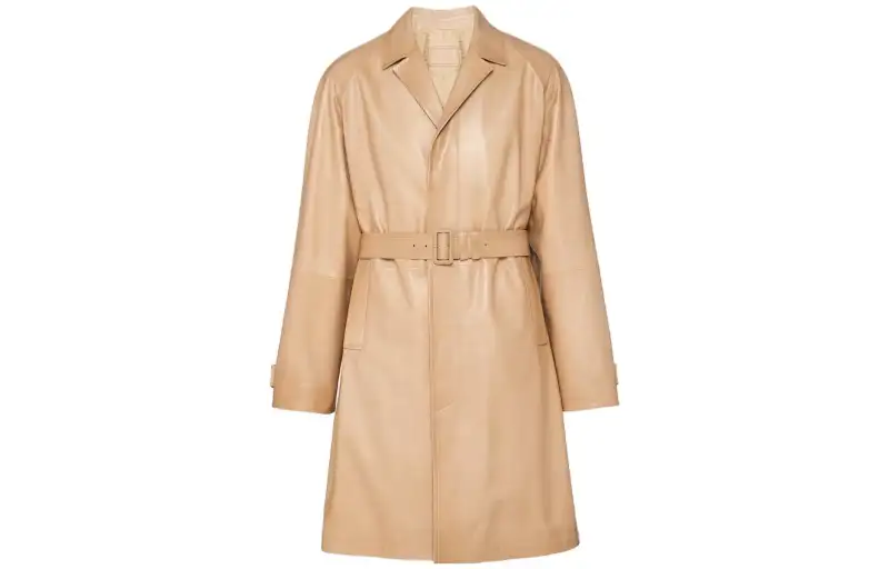 PRADA Coats Men's Sand Beige Yellow Lapel Moderate