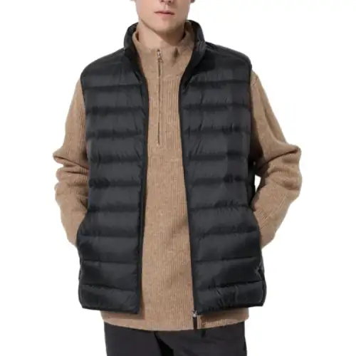 UNIQLO Vests Men's Black Stand Collar Moderate Other
