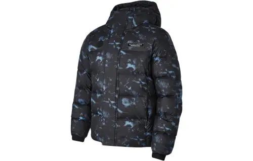 Skechers Sports Collection Down Jacket Men's Black Blue All Over Print
