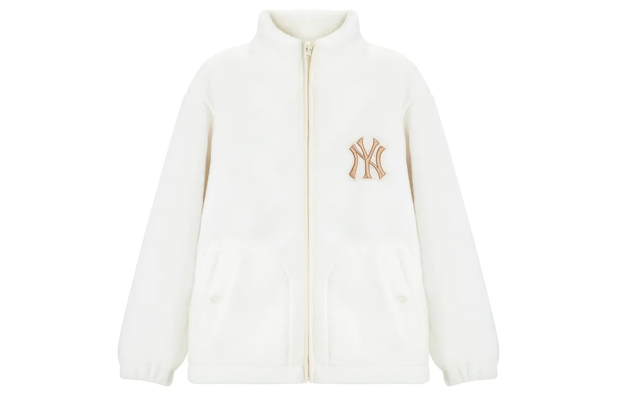 MLB Velvet Jackets Unisex Cream Stand Collar Moderate