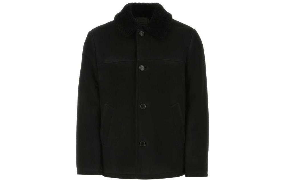 Мужское пальто Prada Shearling Coat (черное)