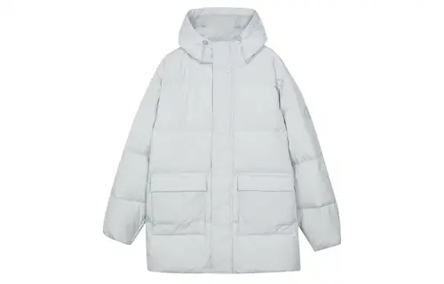 Skechers Down Jackets Unisex Lunar Gray 00MV Hooded Moderate Quilted Down Jacket