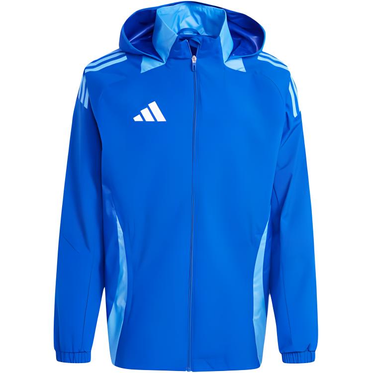 Adidas Tiro 24 COMPETITION ALL-WEATHER JACKET Striped Logo Hooded Jacket Men's Royal Blue