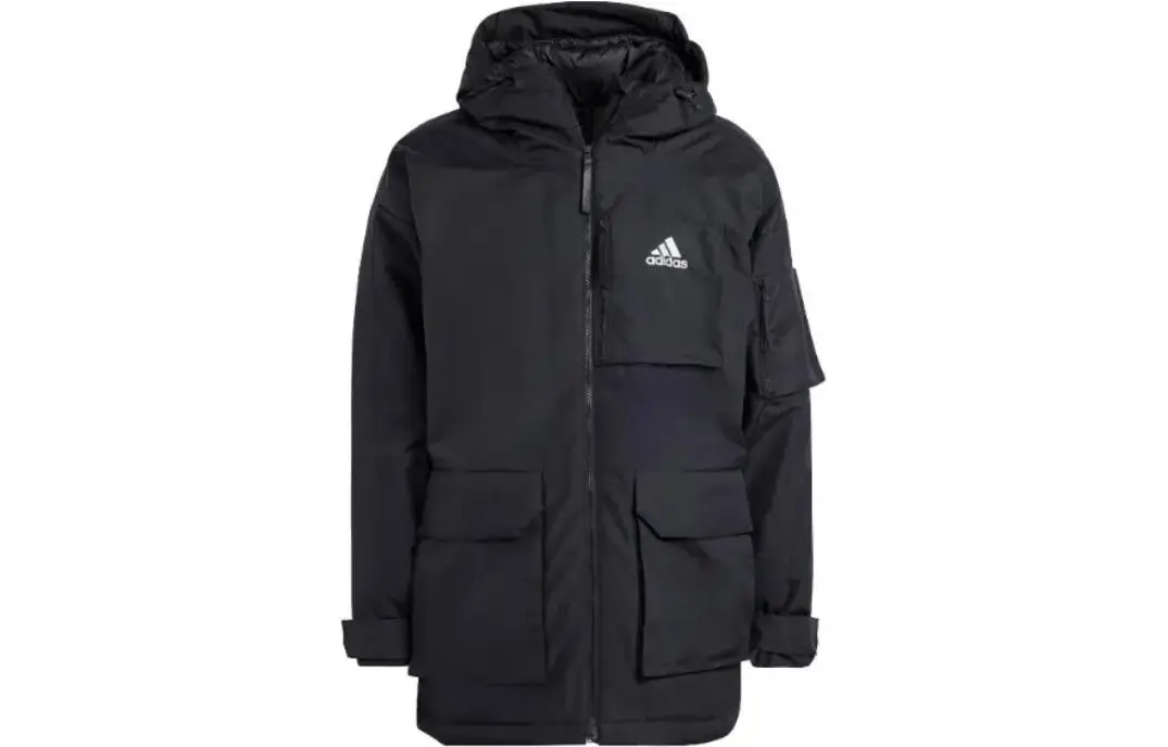 Adidas Down Jackets Men's Black Hooded Thickened Other