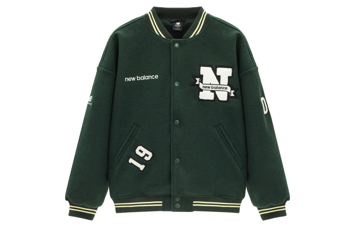 New Balance Baseball Jackets Unisex Christmas Green Baseball Collar Moderate