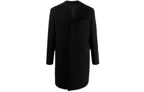 PRADA Coats Men's Black Suit Collar Moderate Straight Fit