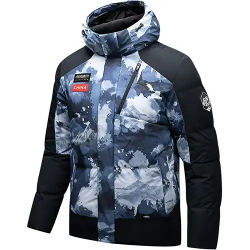 Anta Variety Training Collection Down Jacket Men's Old Wall Gray/All Over Print/Basic Black