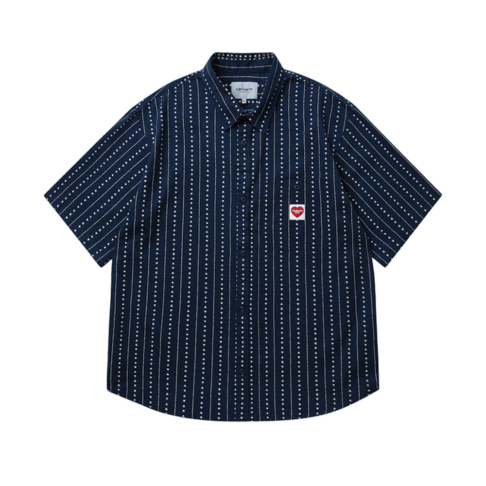 Мужская рубашка Carhartt Carhartt WIP SS25 S/S Drewe Shirt (синяя)